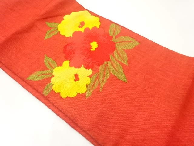 JAPANESE NAGOYA OBI / TSUMUGI / WOVEN FLOWER